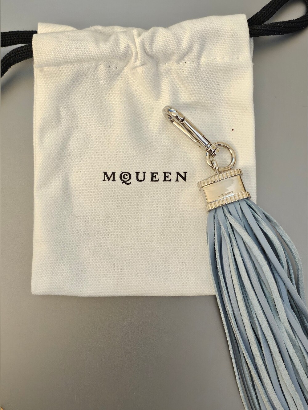 ALEXANDER MCQUEEN Light Blue Tassel Bag Charm